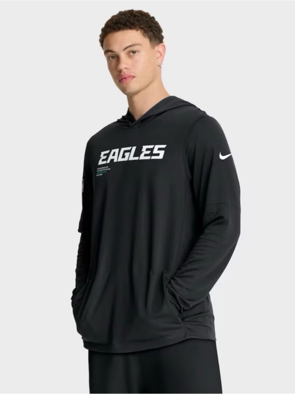 Nike Philadelphia Eagles Sideline Pure Fury Dri-FIT Long Sleeve Hooded T-Shirt